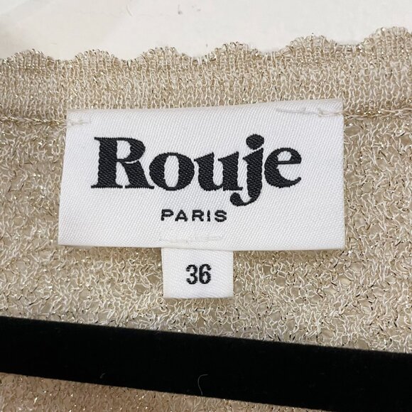 EUC Rouje Zoeline Gold Sparkle Pointelle Sweater 36, 4, S - Picture 5 of 7